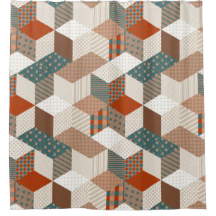 Cortina Para Box Patches Stars Vintage Brown Green