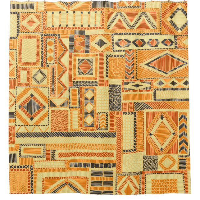 Cortina Para Box Patchwork da Boêmia bordada - padrão perfeito (Frente)