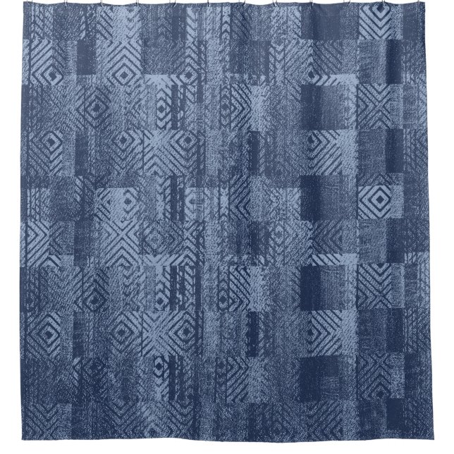 Cortina Para Box Patchwork Memphis de Abstrato Denim minimo (Frente)