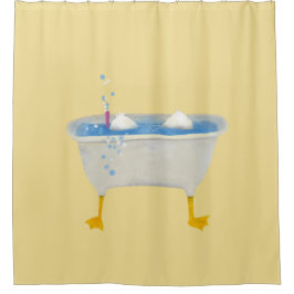 Cortina Para Box Pato aventureiro fazendo mergulho na banheira