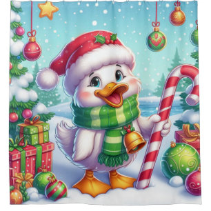 Cortina Para Box Pato de Natal bonito e colorido