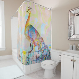 Cortina Para Box Pavão majestoso numa cerca - abstrato