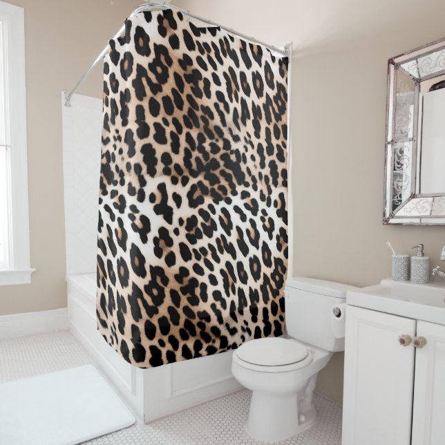 Cortina Para Box Peach Black Cream Lepard Animal (In Situ)