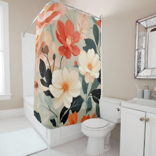 Cortina Para Box Peach e Cream floral floral