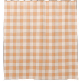 Cortina Para Box Peach White Checkered Gingham Patterno