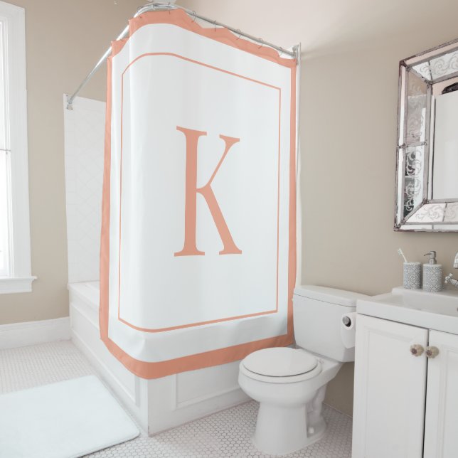 Cortina Para Box  Peach &white Monogram initial (In Situ)
