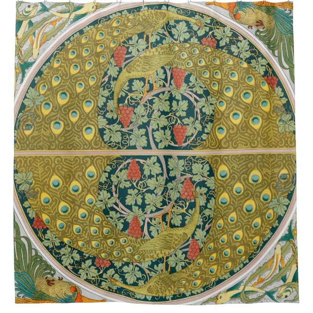 Cortina Para Box Peacock Art Nouveau Estilo redondo intrincado desi (Frente)