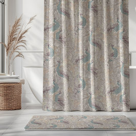 Cortina Para Box Peacock Garden in Beige Mauve Pink Duck Egg Blue