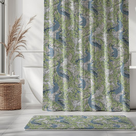 Cortina Para Box Peacock Garden in Blue Green Grey