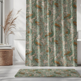 Cortina Para Box Peacock Garden in Green Beige Mustard 