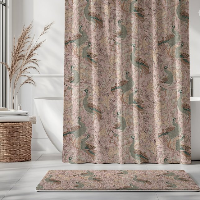 Cortina Para Box Peacock Garden in Sage Peach Blush Beige (Criador carregado)