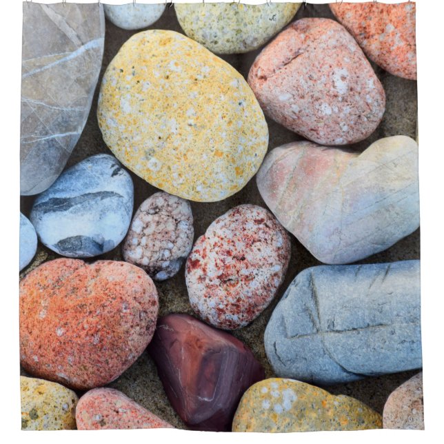 Cortina Para Box Pedras amarelas e cinzas castanhas (Frente)