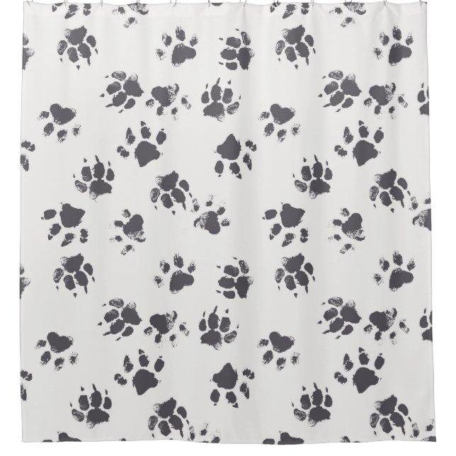 Cortina Para Box Pegadas De Pata: Cachorro Monocromo Sem Costura. (Frente)
