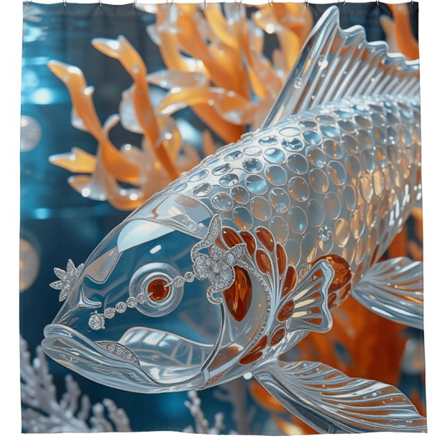 Cortina Para Box Peixe de Vidro|Peixe Koi Transparente (Frente)