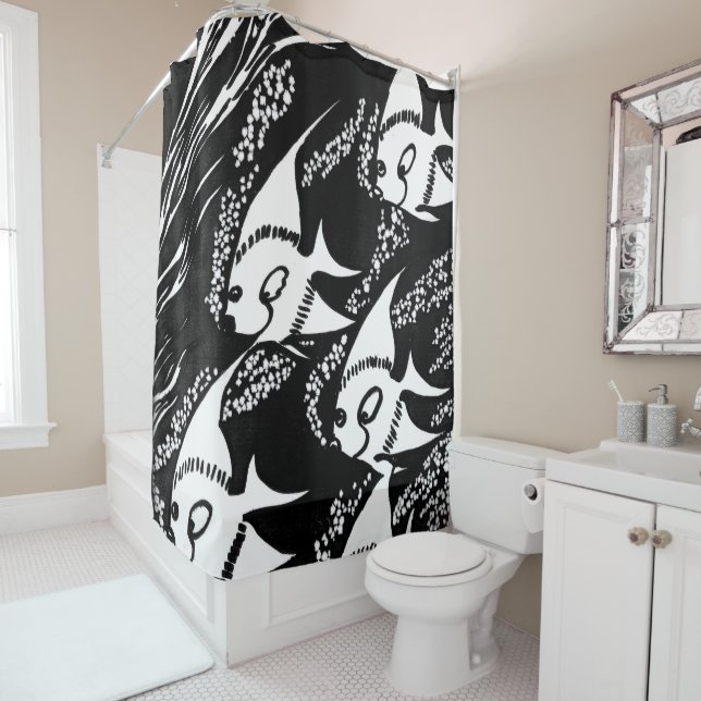 Cortina Para Box Peixe preto e branco (In Situ)