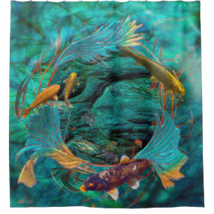 Cortina Para Box Peixes Koi NADANDO EM PAZ