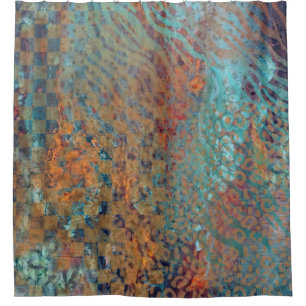Cortina Para Box Pele Mistura De Abstrato Azul E De Zebra