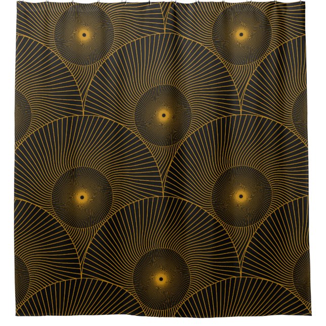 Cortina Para Box Penas asiáticas: sem costura dourada-negra. (Frente)