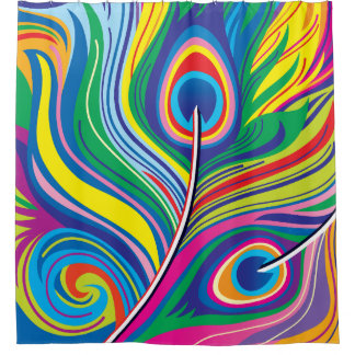 Cortina Para Box Penas de Pavão Arte Abstrata