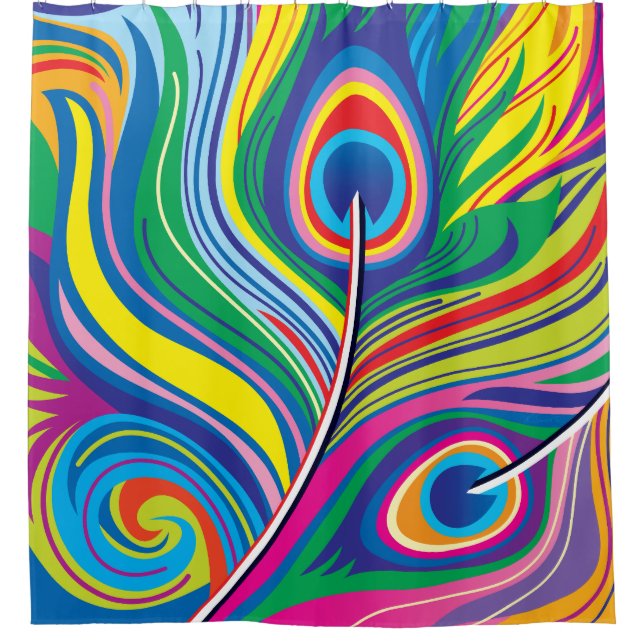 Cortina Para Box Penas de Pavão Arte Abstrata (Frente)