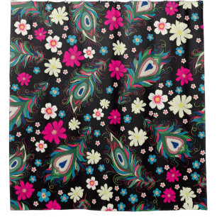 Cortina Para Box Penas de Peacock Embroiderme Sem Costura Padrão