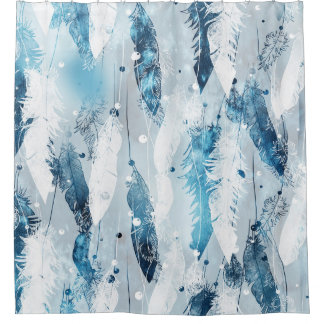 Cortina Para Box Penas de queda: Blue Watercolor
