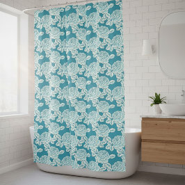 Cortina Para Box Peônia Floral Desenhada à Mão 