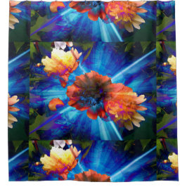 Cortina Para Box Peonies in Blue Light