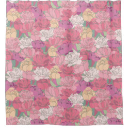 Cortina Para Box Peonies Rosa Gigantes Floral