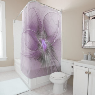 Cortina Para Box Pequena Beleza Moderno Cinza Mauve Arte Fractal Fl