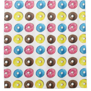 Cortina Para Box Pequenas rosquinhas de aquarela, padrão uniforme.