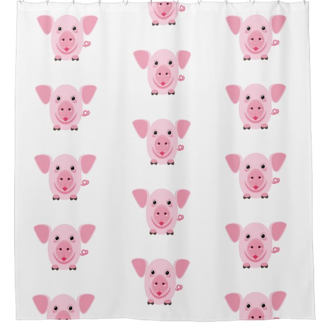 Cortina Para Box Pequeno e feliz porco rosa (Frente)