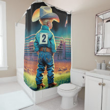 Pequeno Vaqueiro em Rodeo Fence American Flag Hors