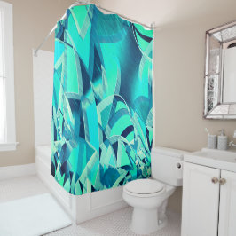 Cortina Para Box Percursos cianos com garoa sobre fundo aquamarino