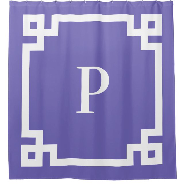 Cortina Para Box Periwinkle White Grego Key Bold Border Monograma (Frente)