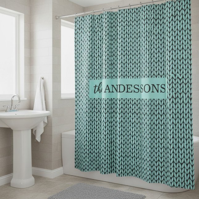 Cortina Para Box Personalized Knit Pattern Shower Curtain (Criador carregado)