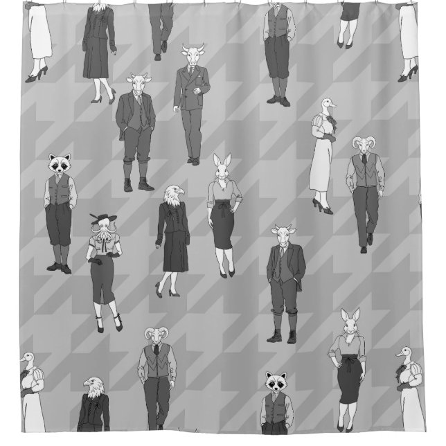 Cortina Para Box pessoas antropomórficas humanoides da década de 40 (Frente)