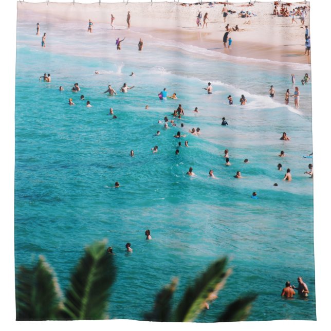 Cortina Para Box Pessoas nadando na praia (Frente)