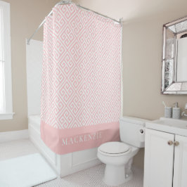 Cortina Para Box Petal rosa e branco Chave Grego Nome Monograma