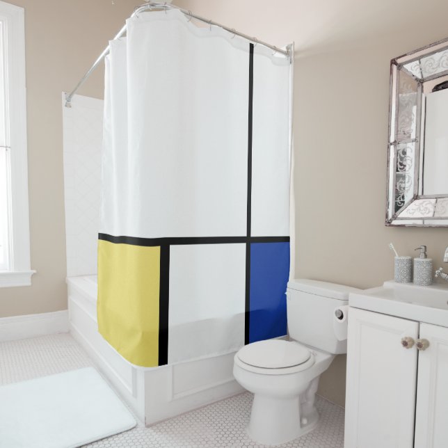 Cortina Para Box Piet Mondrian - Abstrato Geométrico de Composição (In Situ)