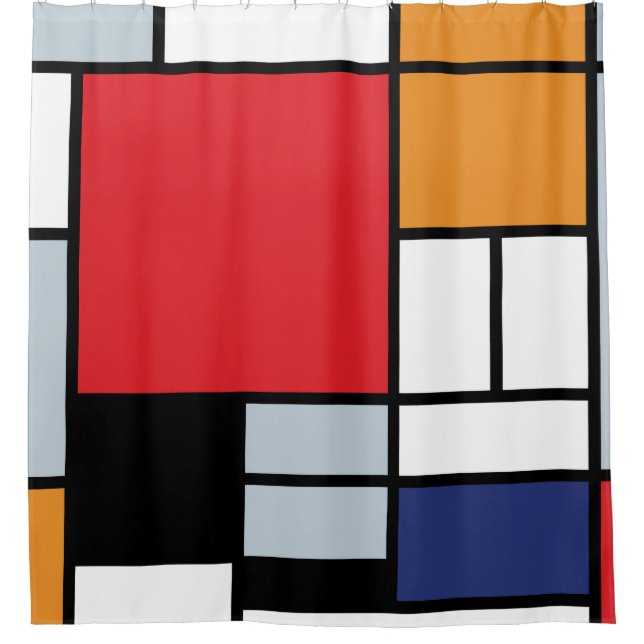 Cortina Para Box Piet Mondrian - Composição com Plano Vermelho Gran (Frente)