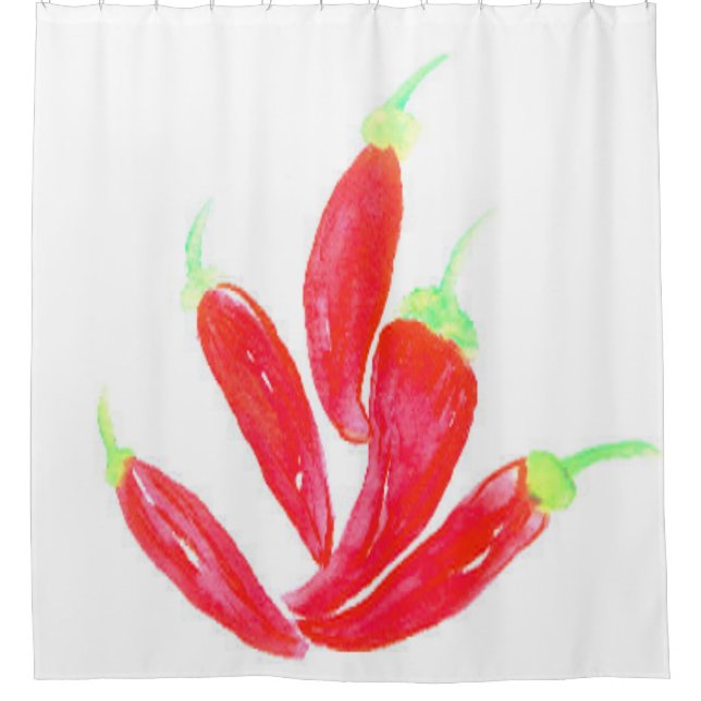 Cortina Para Box Pimentos de Aquarela Pintados Pelas Mãos Vermelhas (Frente)