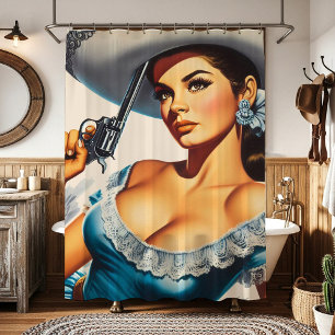 Cortina Para Box Pin-up Retro do Velho Oeste Selvagem
