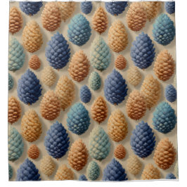 Cortina Para Box Pine Colorida Cones Winter Standard