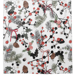 Cortina Para Box Pine de inverno e Cortina de Banheiro de Berry