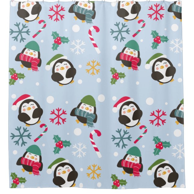 Cortina Para Box Pinguim de Natal bonito (Frente)