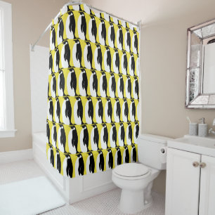 Cortina Para Box Pinguim - Padrão Amarelo Branco