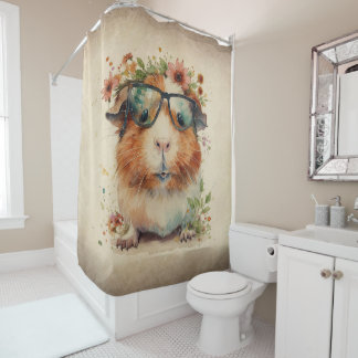 Cortina Para Box Pinheiro-Da-Guiné Nos Óculos Arte Floral De Aquare