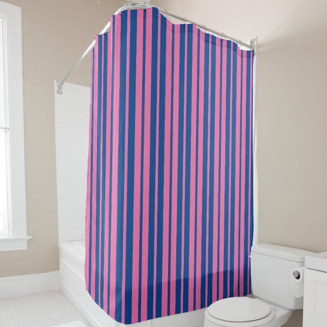 Cortina Para Box Pink Blue Stylish Stripes Pattern Design  (Criador carregado)