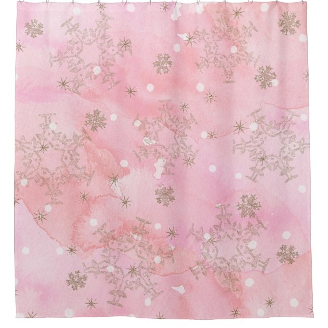 Cortina Para Box Pink Christmas Snowflakes Boho Patterno (Frente)